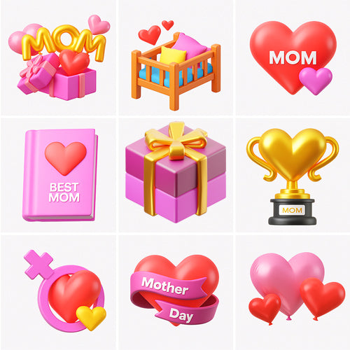 3D Mother Day Element Icon