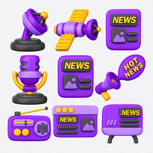 3D News Icon (58 Items)