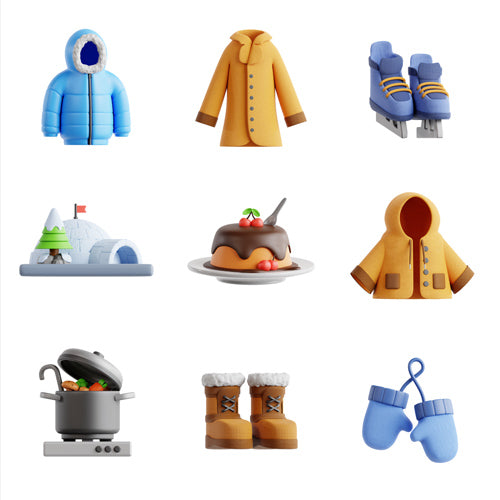 3D Winter Icon Set ( 100 Items)